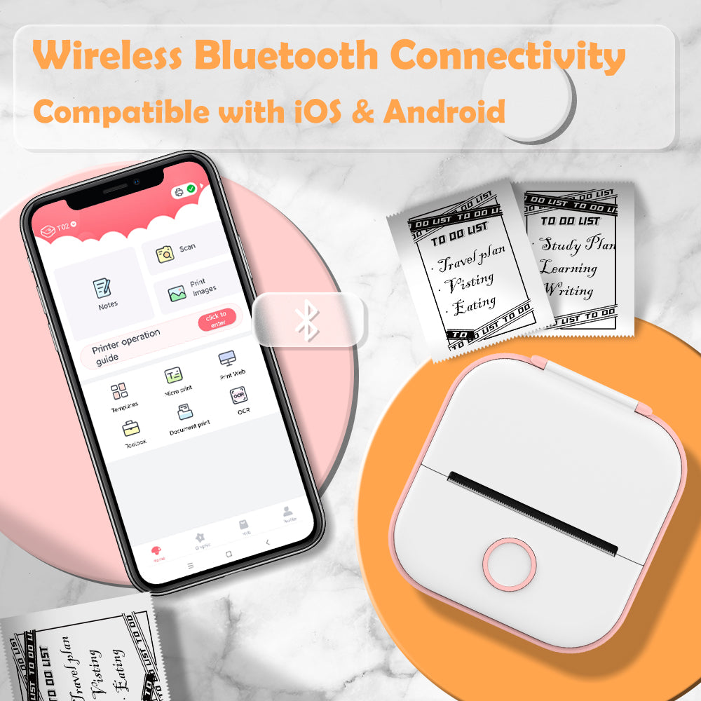 Phomemo Portable Mini Thermal Printer T02 Mini Pocket Label Printer DIY Self-adhesive Sticker Label Machine Various Label Paper - V.I.P Digital Presence