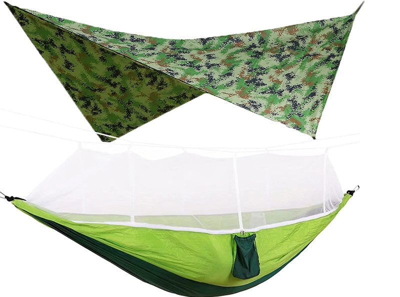 260x140cm Outdoor Double Camping Hammock with Mosquito Net and Rain Fly Tarp Lightweight Parachute Hammocks for Travel Hiking - V.I.P Digital Presence