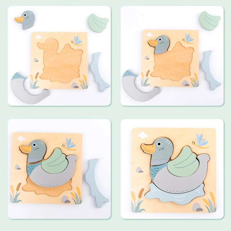 Wooden New Cartoon Animal Stereoscopic Plane Puzzle for Early Childhood Education Cognitive Puzzle Puzzle Toy - V.I.P Digital Presence