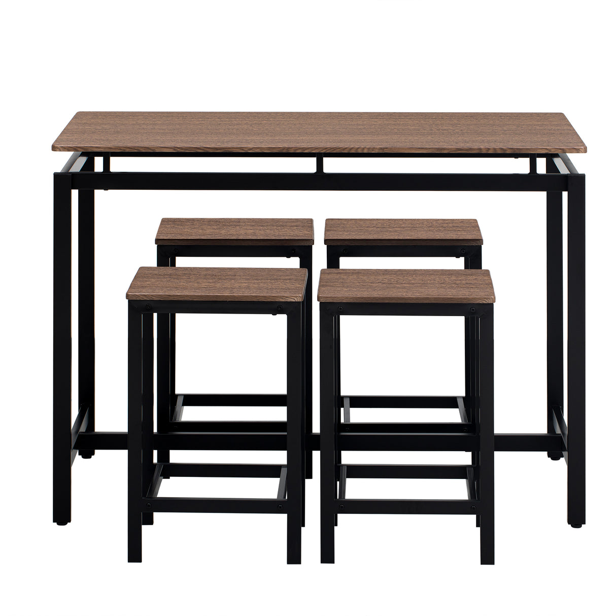 TREXM 5-piece compact bar table with table and stool - modern industrial design (dark brown) - V.I.P Digital Presence