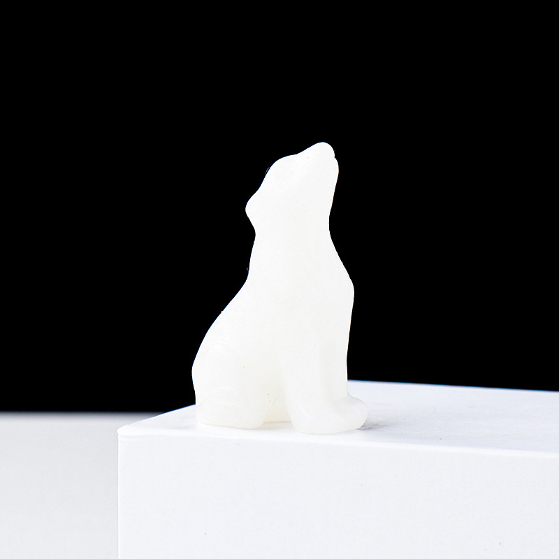 Natural crystal wolf cub carving piece, crystal animal raw stone, mineral specimen, home decoration ornament - V.I.P Digital Presence