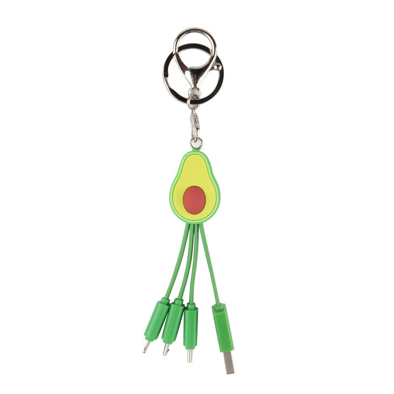 Little Fresh Cartoon Data Cable Avocado Phone Data Cable Cute Girl One to Three Fruit Fast Charging Cable - V.I.P Digital Presence