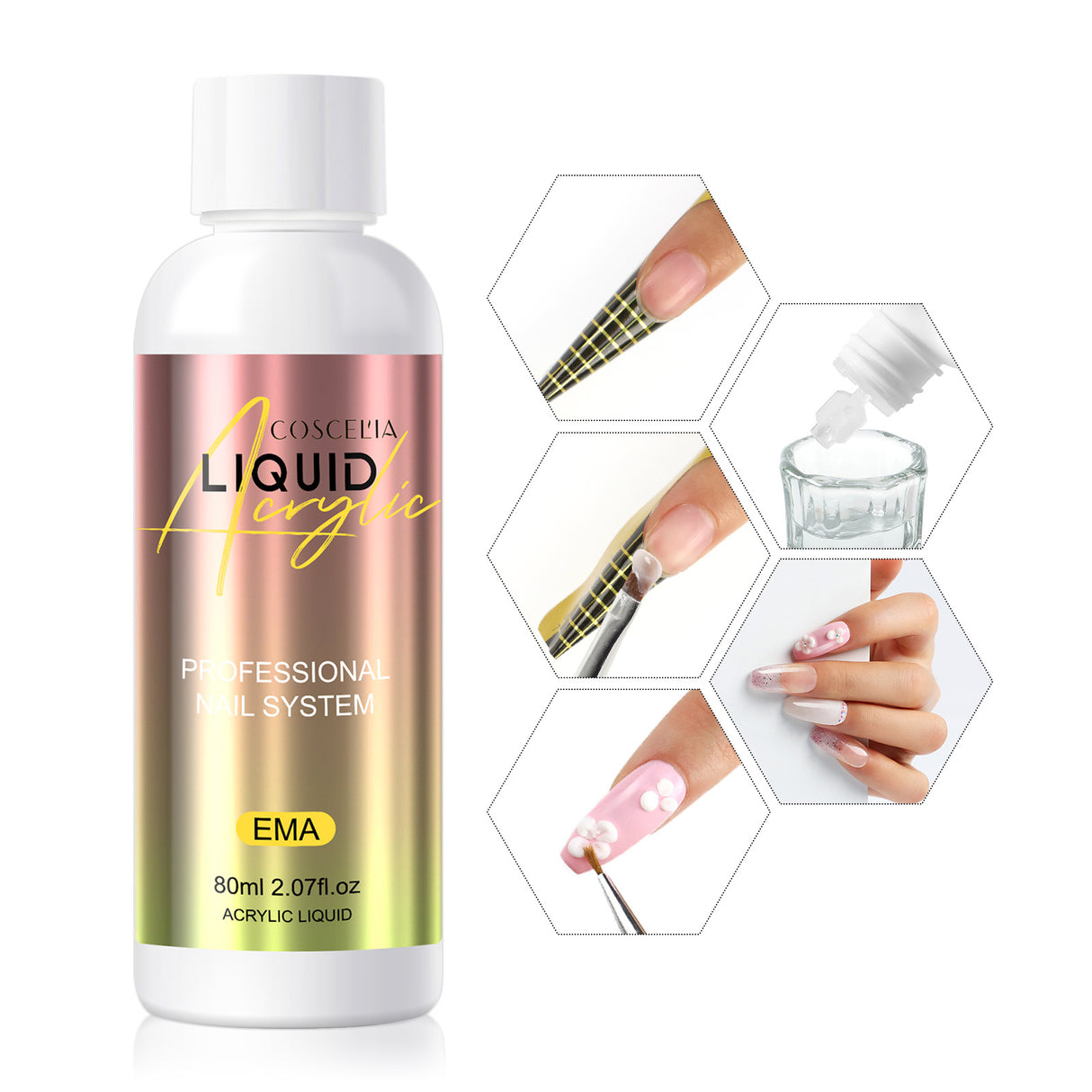 COSCELIA New 120g Crystal Powder 80Ml Crystal Liquid Manicure Extension Nail Tool Full Set - V.I.P Digital Presence