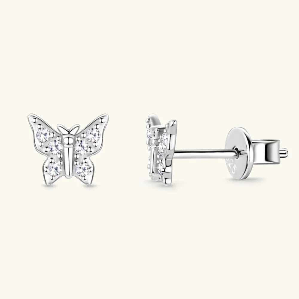 Moissanite 925 Sterling Silver Butterfly Stud Earrings - V.I.P Digital Presence