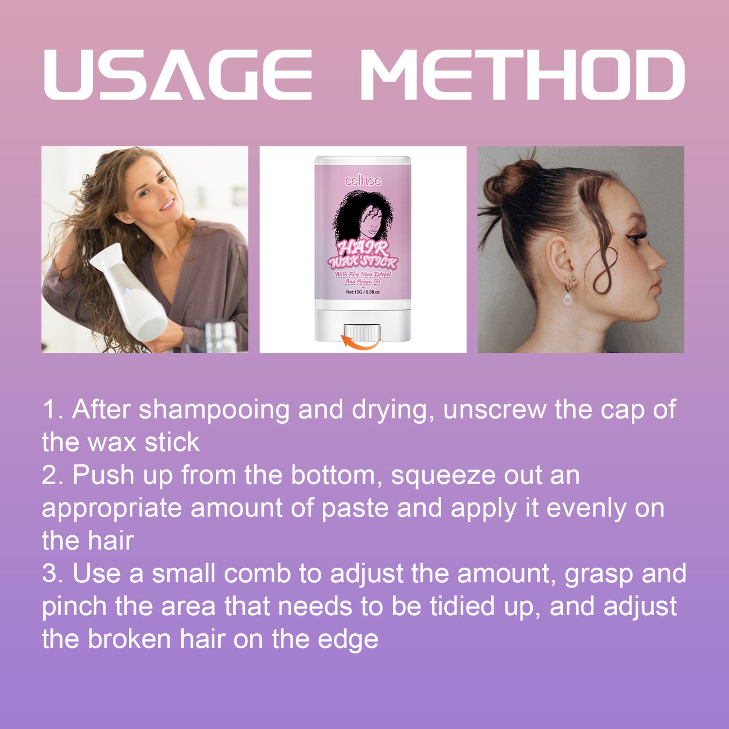 Hair Wax Stick, Long Lasting Hair Setting Smoothing Frizzy Small Broken Hair Natural Luster Solid Hair Oil Bar - V.I.P Digital Presence