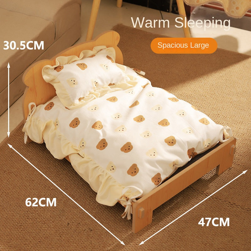 Cat Bed Universal Pet Bed Pet Nest Dog Nest Removable Solid Wood Bed Cute Kitten Princess Bed Pet Supplies - V.I.P Digital Presence