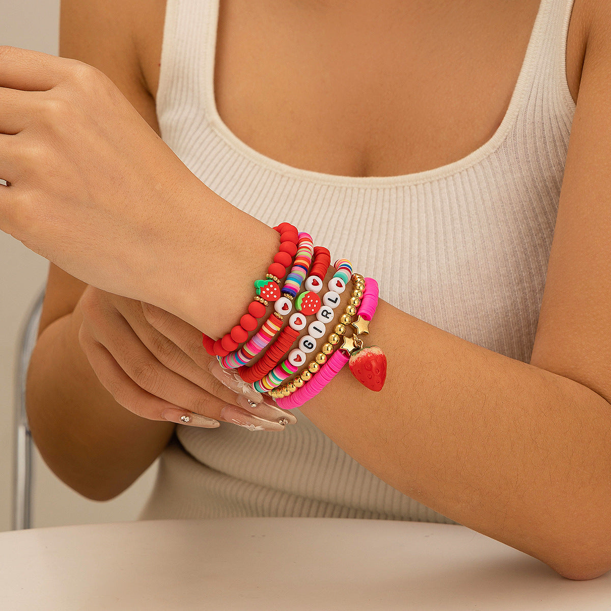 Bohemian style colorful soft ceramic elastic letter LOVE bead bracelet Bracelet - V.I.P Digital Presence