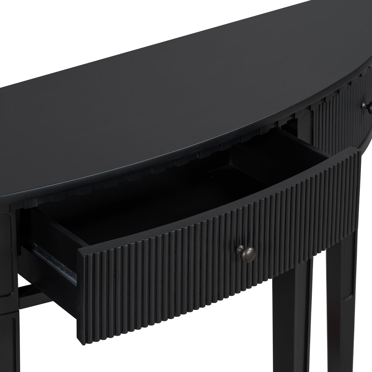 U-Style Distinctive Features of Pine Veneer Console Table with Vertical Stripe Drawer Fronts and Four Legs - V.I.P Digital Presence