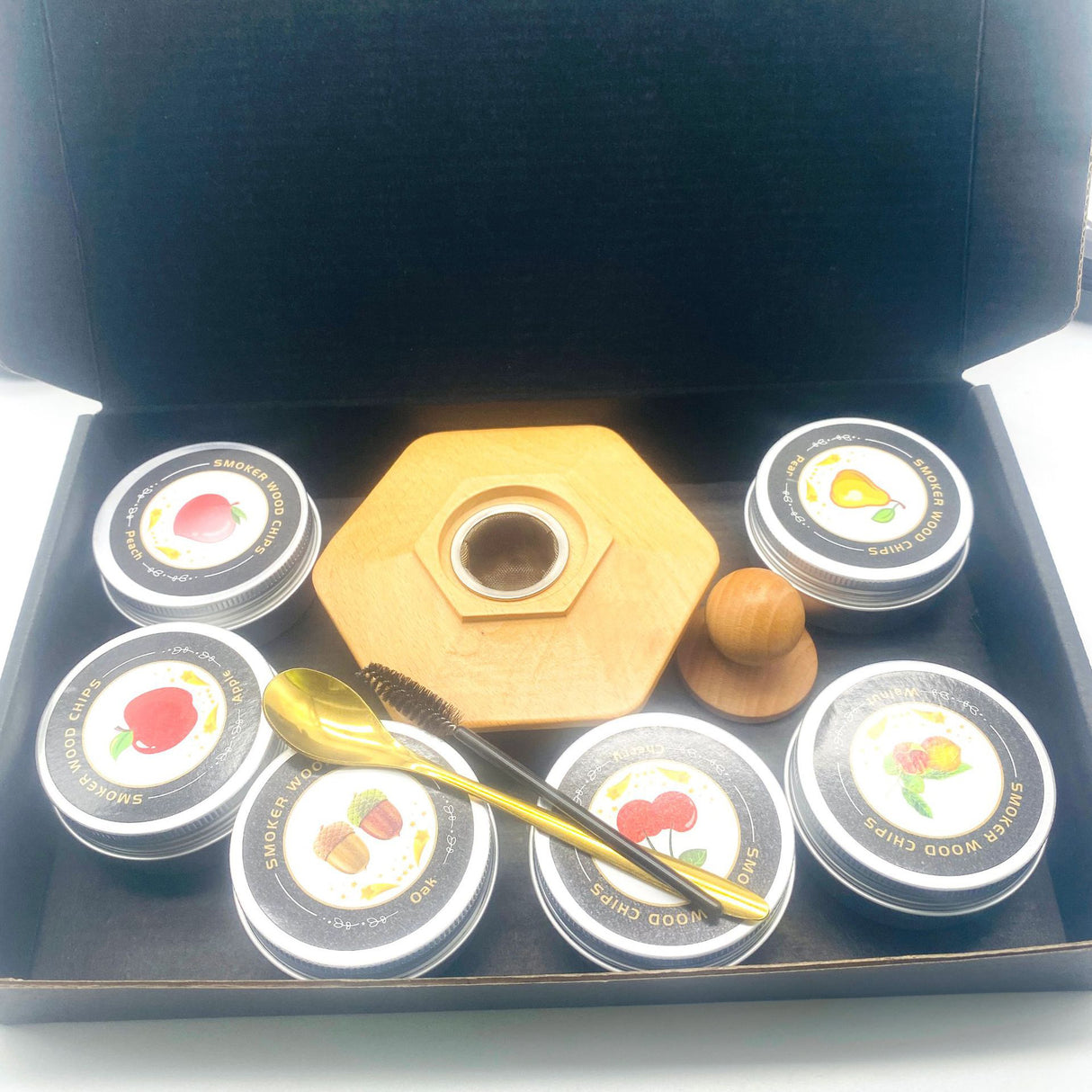 Cocktail Wood Smoker Hexagonal Round Saucer Bar Kitchen Smoking Tools Smoking Wood Cover 6pcs - V.I.P Digital Presence