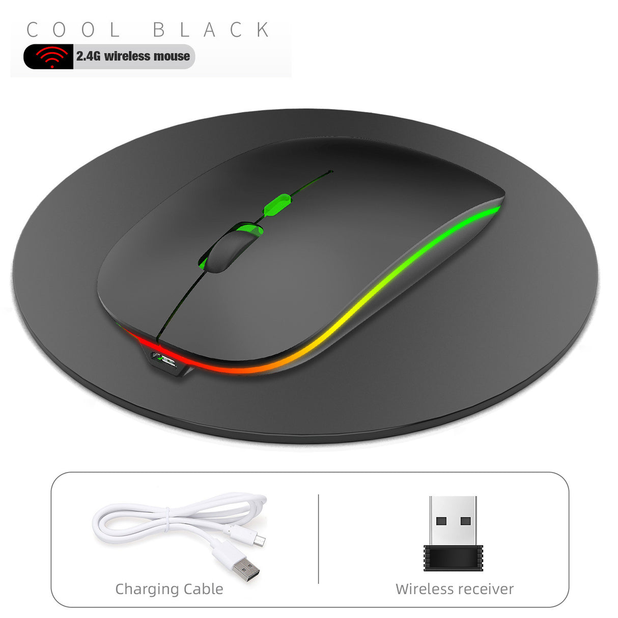 2.4G Colorful Luminous Wireless Mouse Silent Laptop Desktop Office Mouse - V.I.P Digital Presence