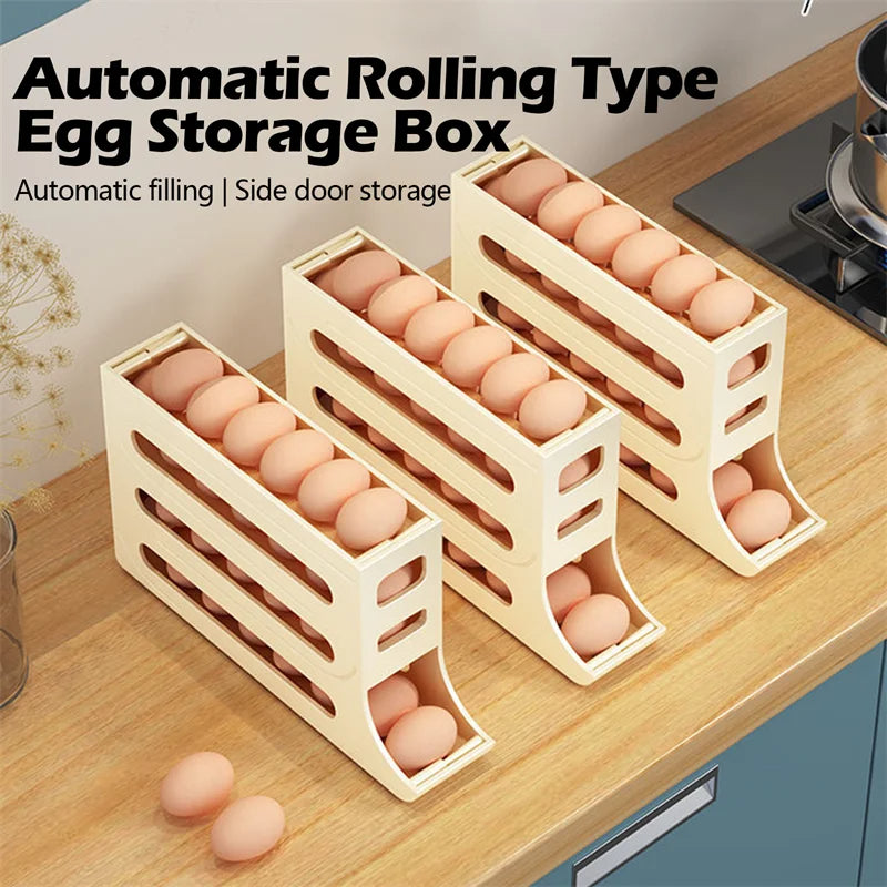 Refrigerator Egg Storage Box Automatic Scrolling Egg Holder Kitchen Large Capacity Dedicated Rolling Egg Storage Box for Kitchen - V.I.P Digital Presence