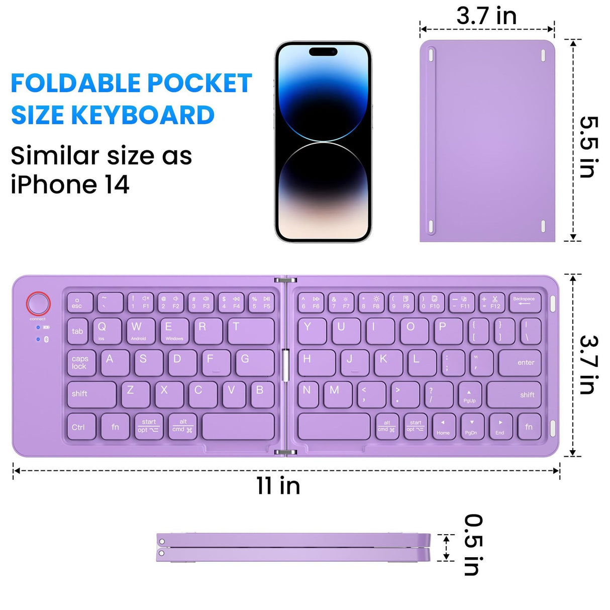 Ultra slim folding portable charging dual-mode Bluetooth keyboard with one click connection - V.I.P Digital Presence