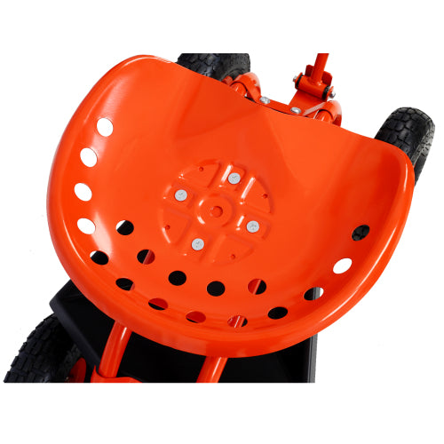 Garden cart rolling scooter, adjustable height with 4 wheels and extendable handle with 360 degree seat and tool tray (red) - V.I.P Digital Presence