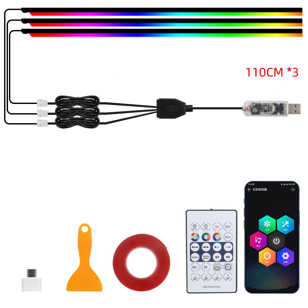 10 in 1 Car LED Acrylic Light Strip RGB Symphony Auto Interior Strip Lights Remote/APP Control Decorative Atmosphere Lamp - V.I.P Digital Presence
