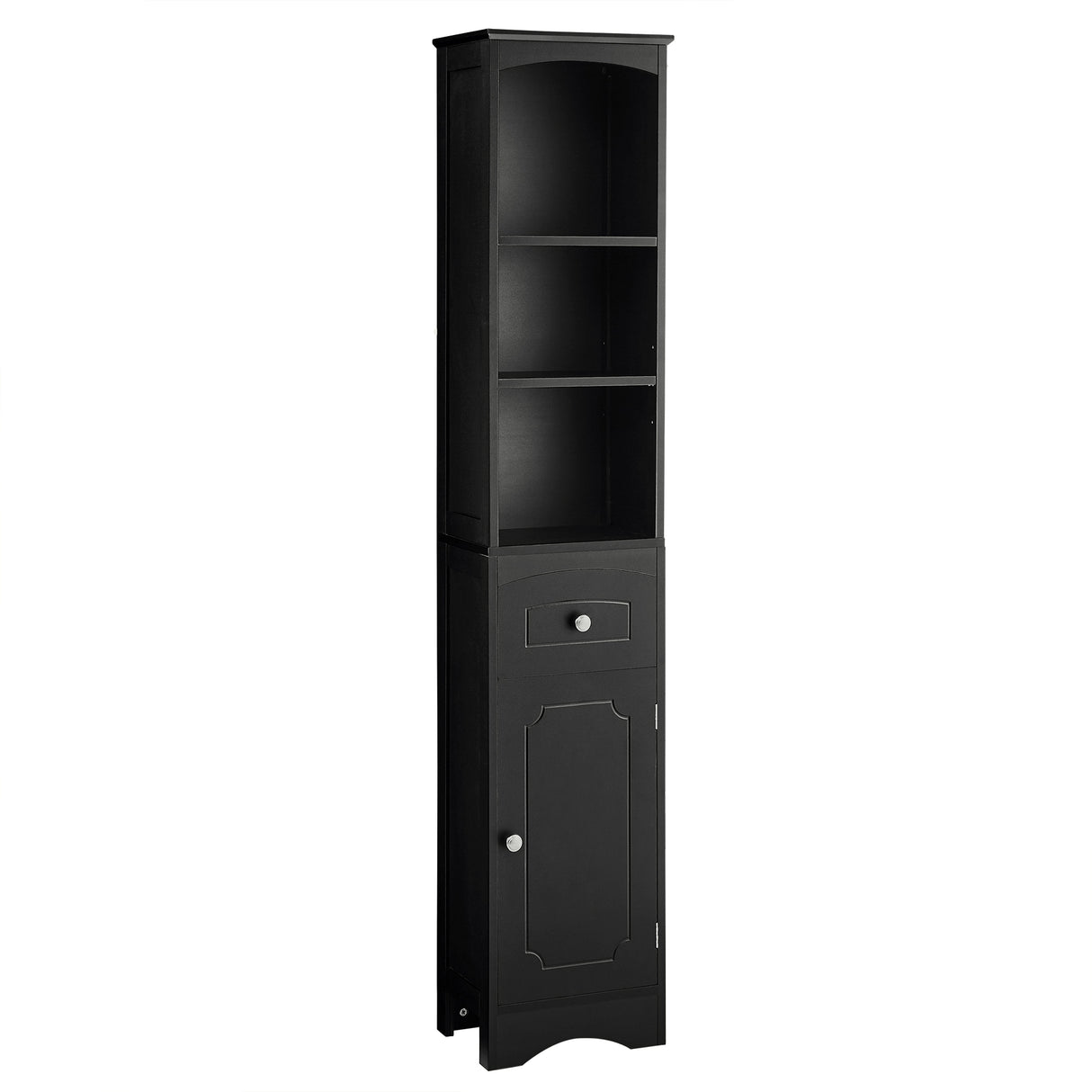Tall Bathroom Cabinet, Freestanding Storage Cabinet with Drawer, MDF Board, Adjustable Shelf, Black - V.I.P Digital Presence