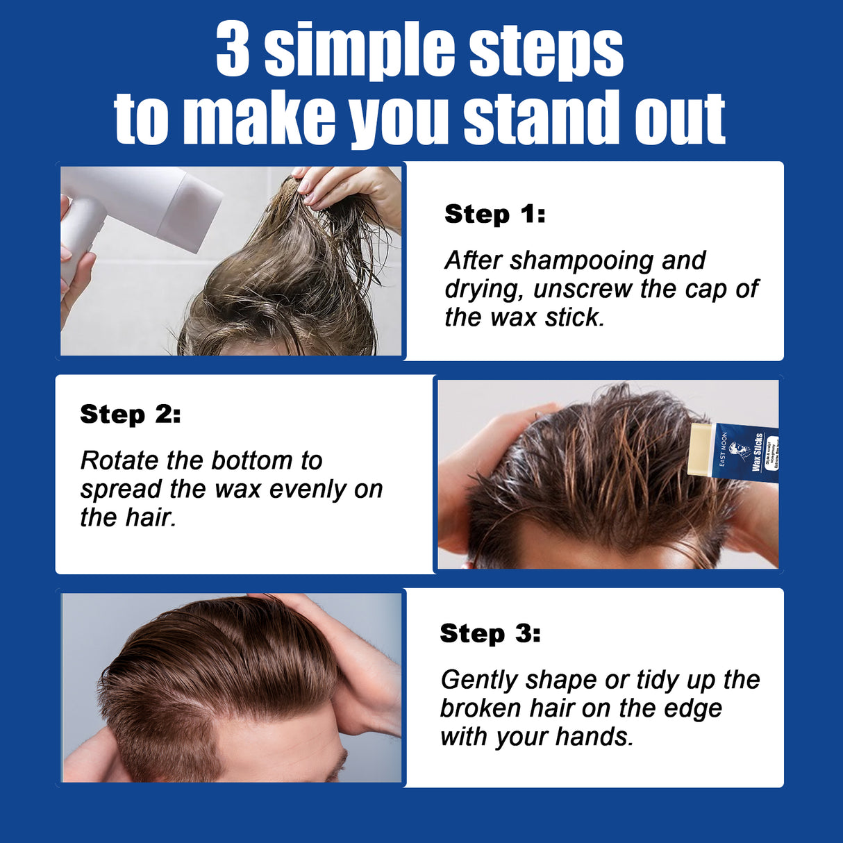 Men's Hair Wax Stick Broken Hair Care Lasting Styling Natural Fluffy Three-Dimensional Easy Styling Hair Wax Stick - V.I.P Digital Presence