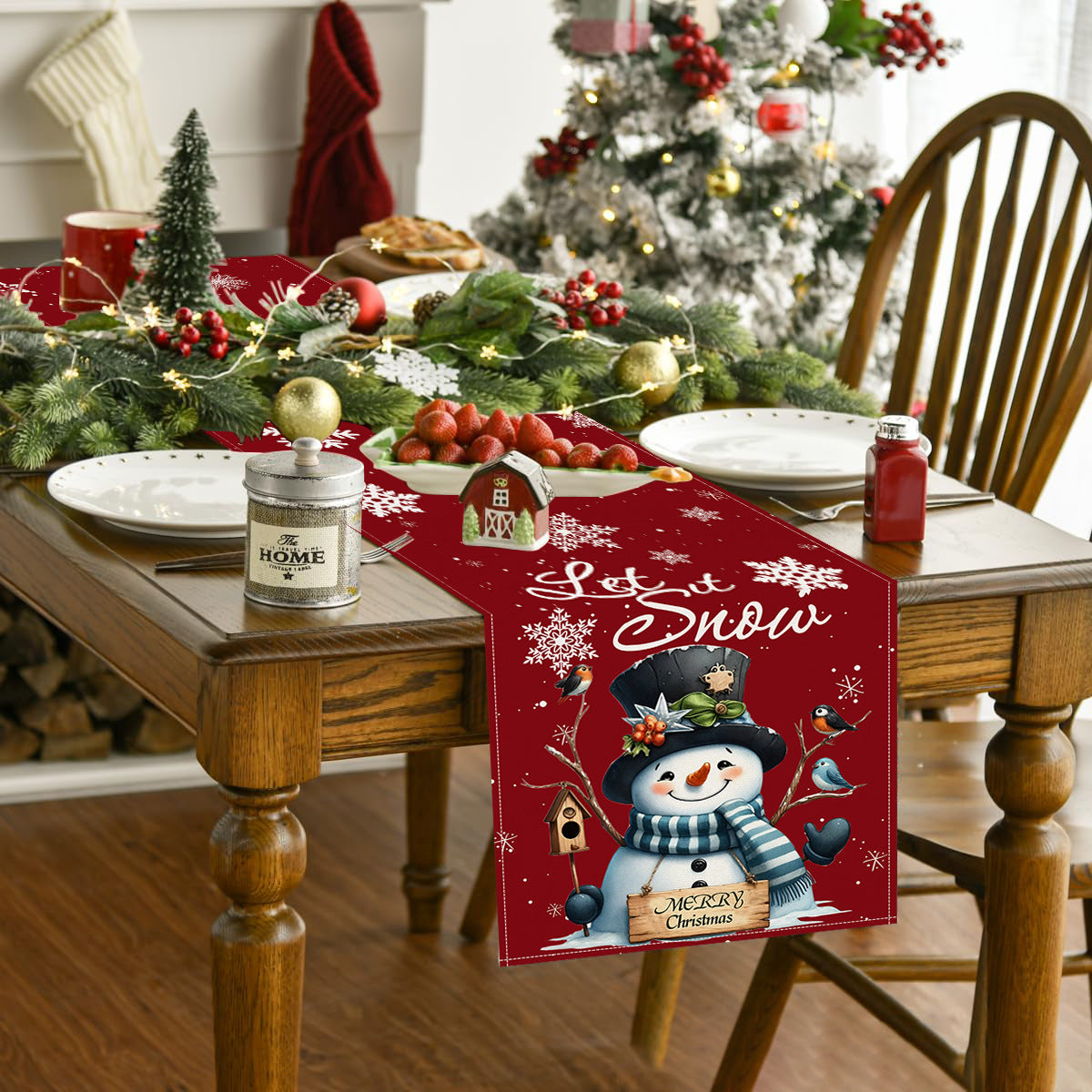 Christmas snowman linen table flag living room dining table decoration tablecloth Christmas restaurant tablecloth coffee table cloth - V.I.P Digital Presence