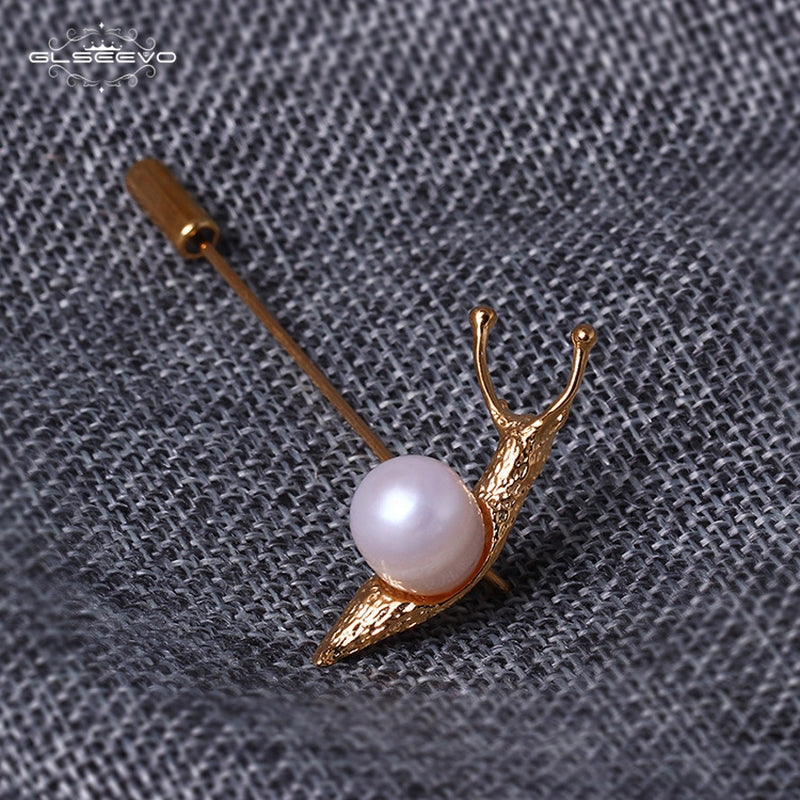 GLSEEVO Snail Pearl Brooch Gift For Daughter Woman Cute Inset Brooches Bijoux Argent 925 Massif Handmade Jewellery Broche - V.I.P Digital Presence