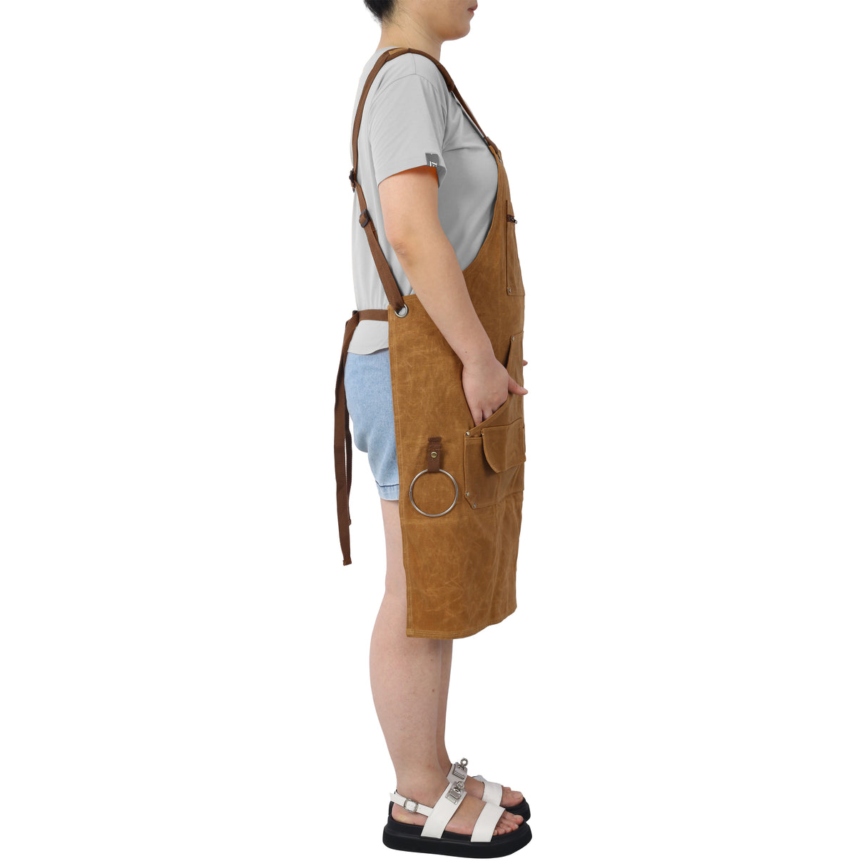 Long heavy-duty waxed canvas tool apron, carpenter apron, carpenter waterproof 18 ounces, fully adjustable - V.I.P Digital Presence