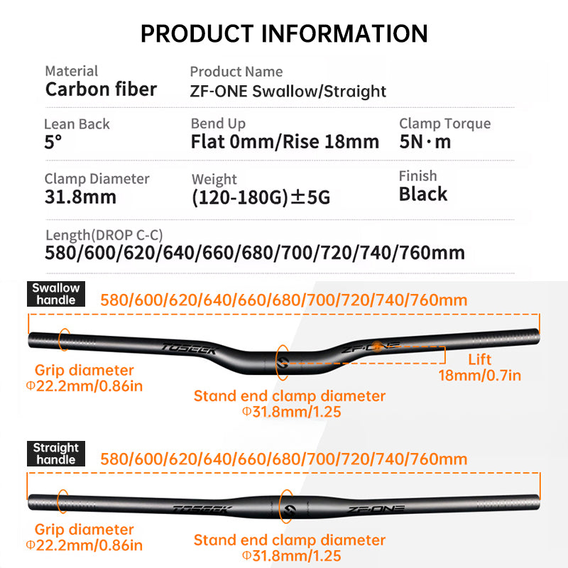 TOSEEK Carbon Fiber MTB Handlebar, 31.8mm, One-piece, Swallow-shaped - Ideal for Mountain Bikes - V.I.P Digital Presence