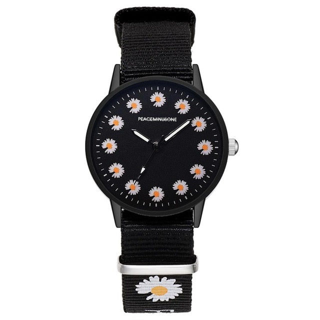 Fashion Daisy Flowers Nylon Band Watches For Women Casual Analog Quartz Wristwatches Women Watches Ladies Clock Relogio Feminino - V.I.P Digital Presence