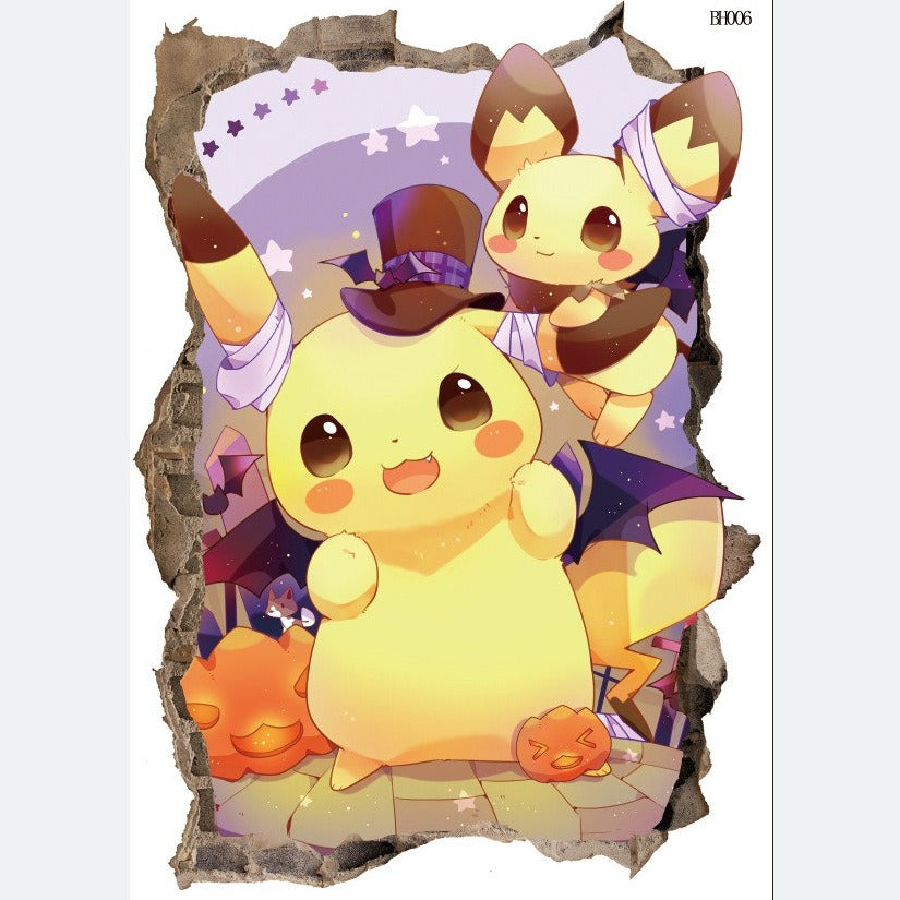 New 3D Pikachu Wall Sticker Pok é mon Wallpaper Self adhesive Cartoon Graffiti Anime Poster Children's Room PVC - V.I.P Digital Presence