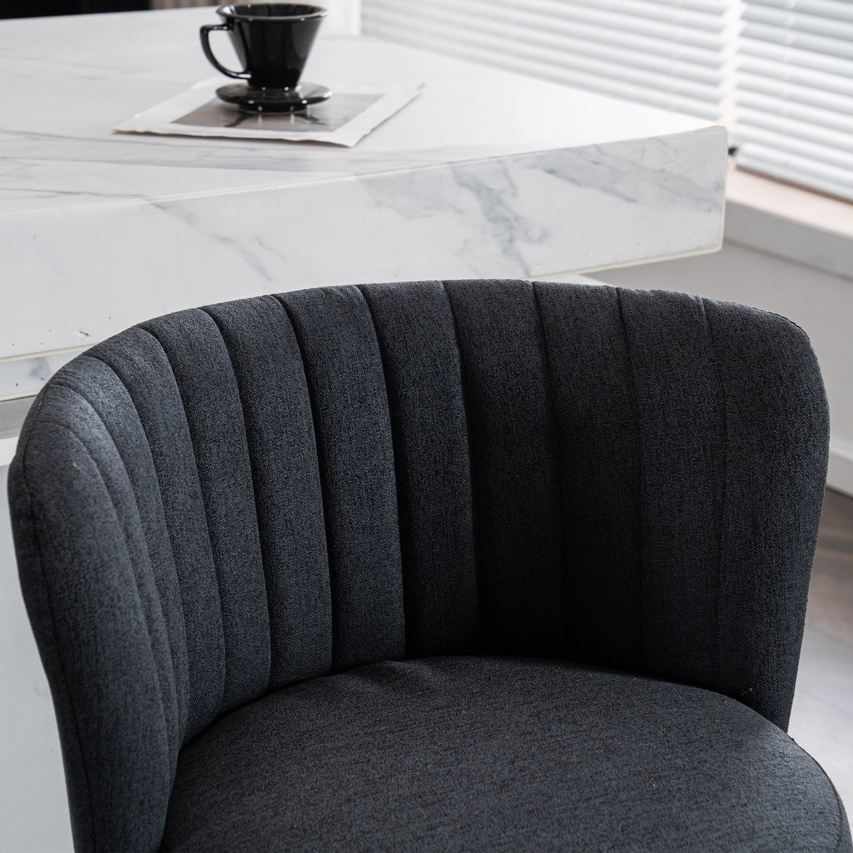 A set of 2 gray rotating bar stools - high backrest, adjustable, with elegant metal backrest decoration - V.I.P Digital Presence