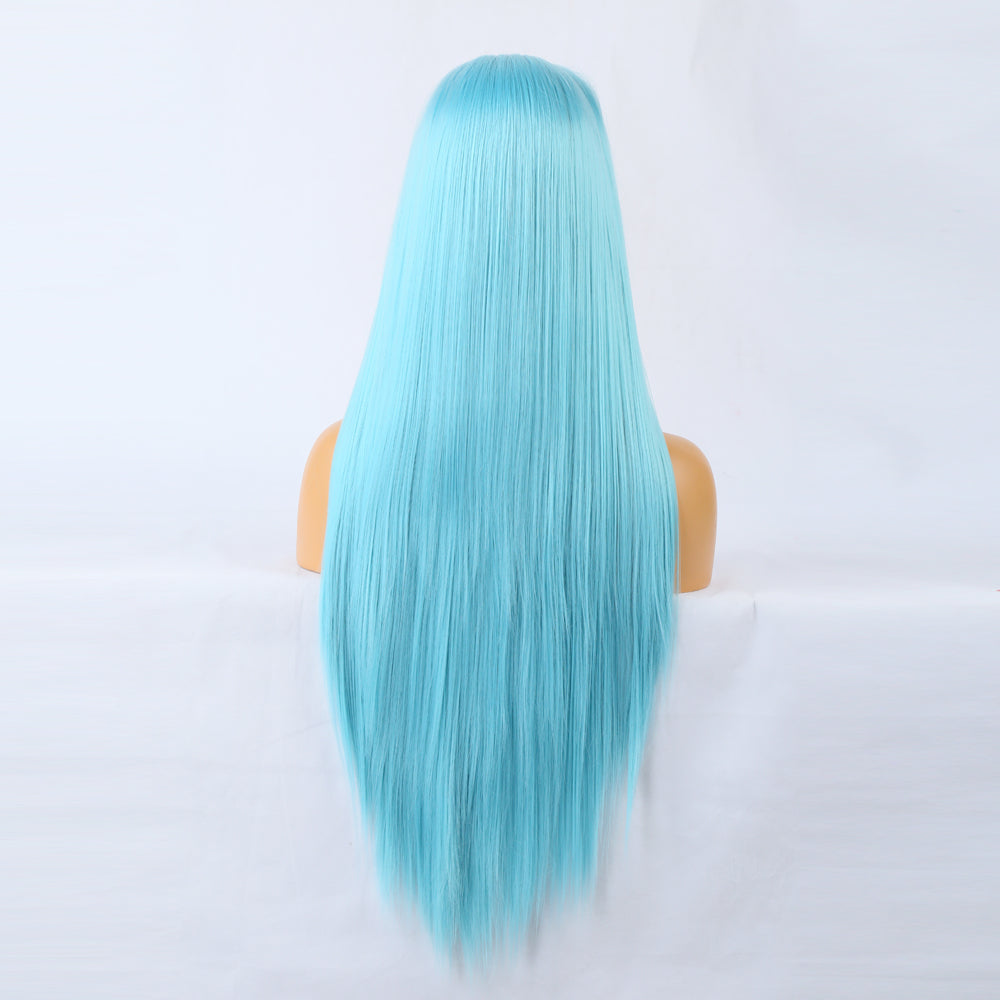 Blue Wig Front Lace Big Lace Ladies Chemical Fiber Wig Headgear Lace Wigs Long Straight Hair - V.I.P Digital Presence