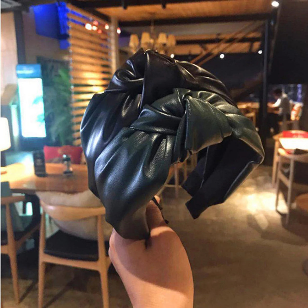 Solid color PU leather wide edge headband with smooth surface - V.I.P Digital Presence