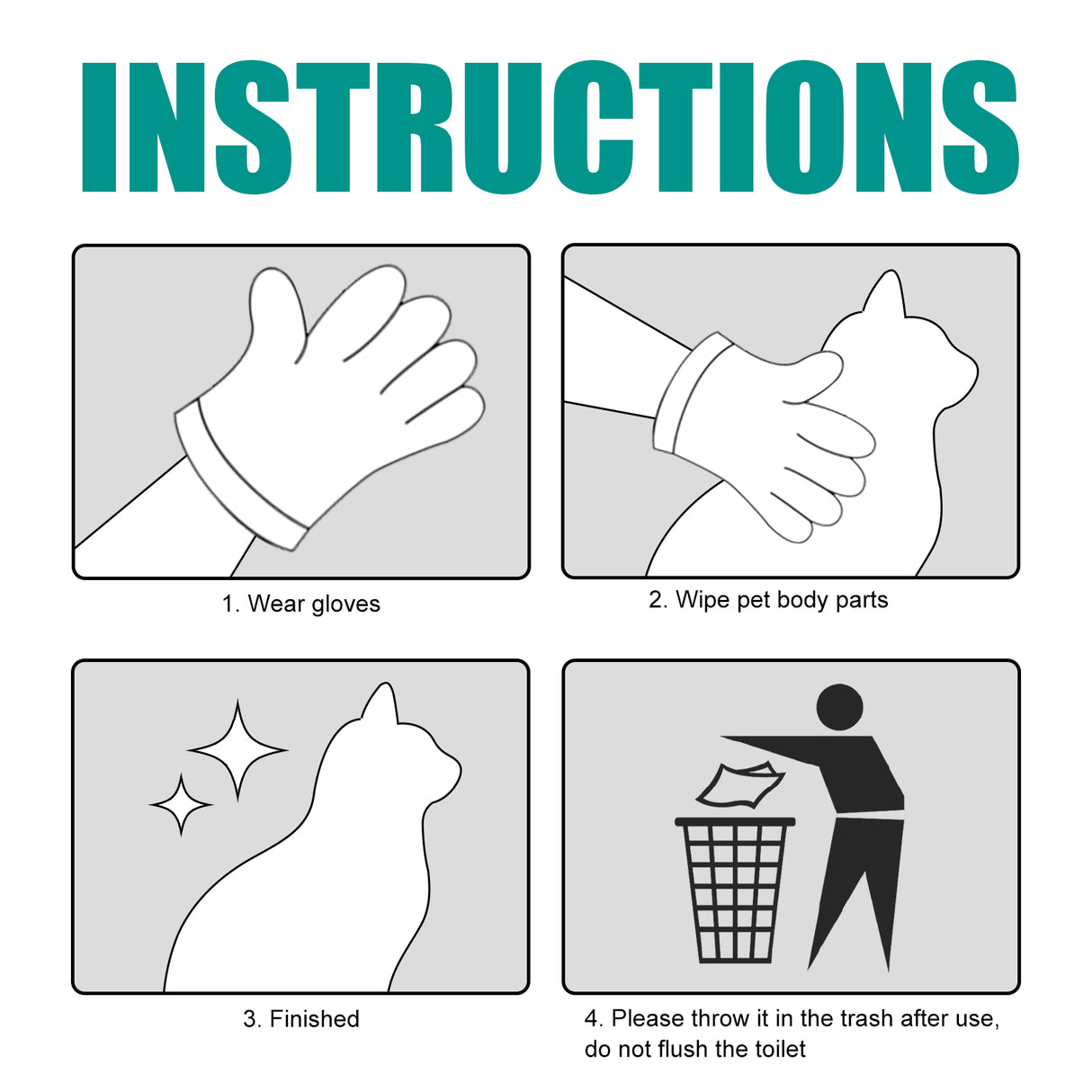 Pet Leave-In Cleaning Gloves Dog Bath Cat Clean Dry Cleaning Gloves Deodorizing Odor Removal - V.I.P Digital Presence