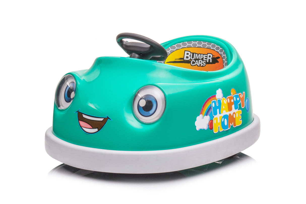 Bumper Car for Kids, 12v Dual Drive 1-6 Years Old Children's Electric Car with Pushrod Dinner Plate Music Rocking Horse