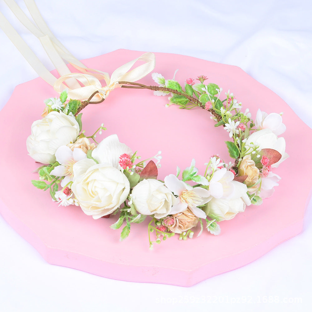 Korean style flower garland headwear, orchid flower crown, fashion show, dance party, headwear, vacation, countryside props, hea - V.I.P Digital Presence