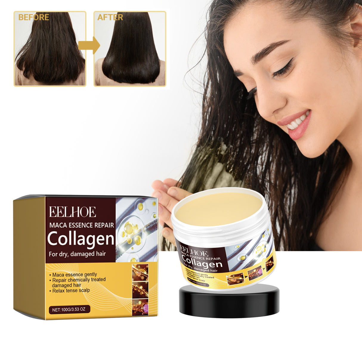 Maca Essence Repair Collagen, Repair Dry Short-Tempered Knot Hair Strong Moisturizing Smooth Hair Film - V.I.P Digital Presence