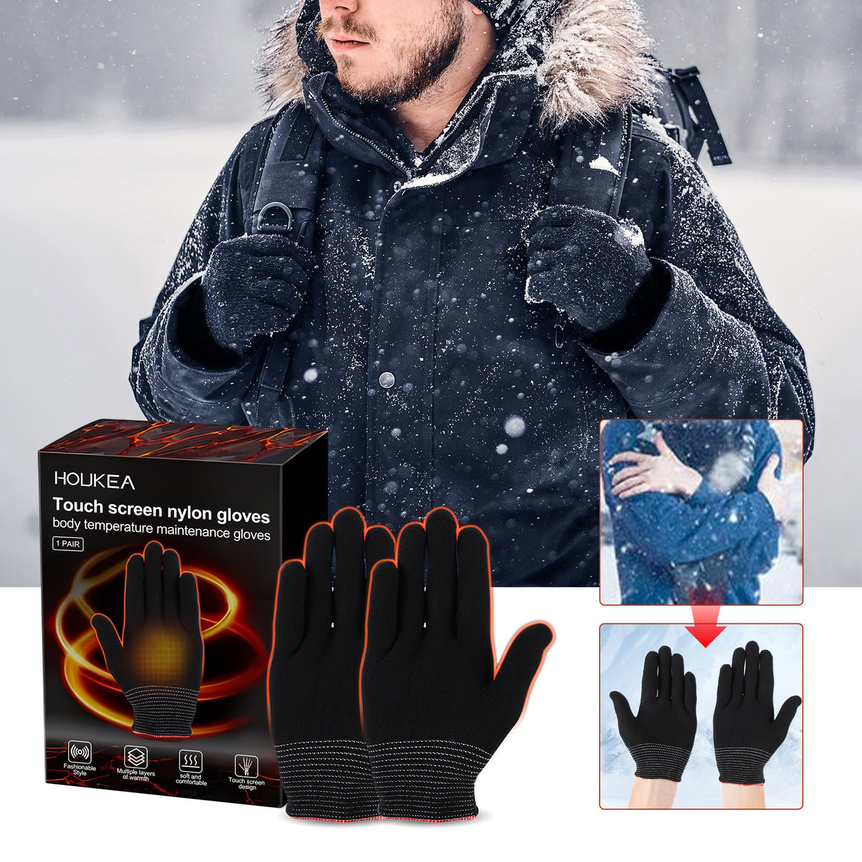 Nylon Gloves, Winter Outdoor Sports Skiing Cold Hand Care Massage Heat Warm Gloves - V.I.P Digital Presence