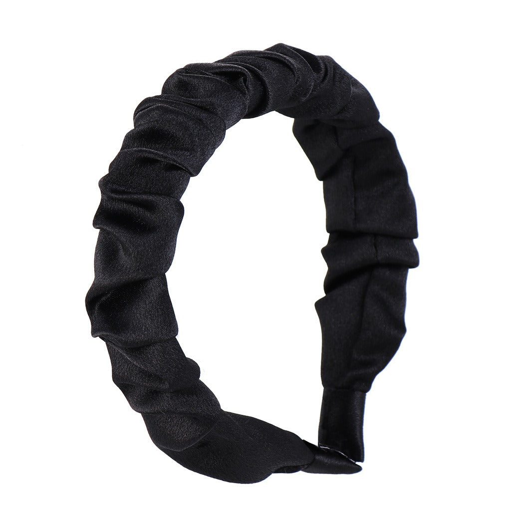 Multi color retro solid satin pleated hair compression headband - V.I.P Digital Presence