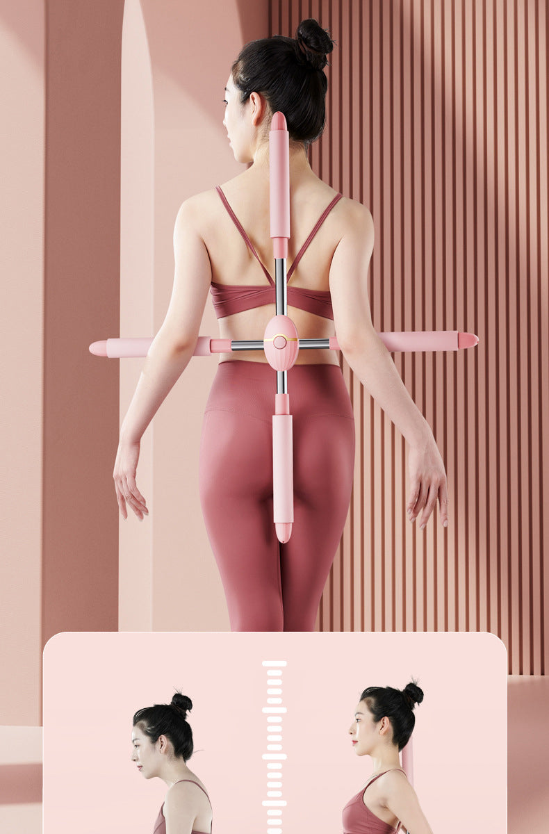 Adjustable open back shoulder stick correct hunchback correction cross yoga stick for corrective posture - V.I.P Digital Presence