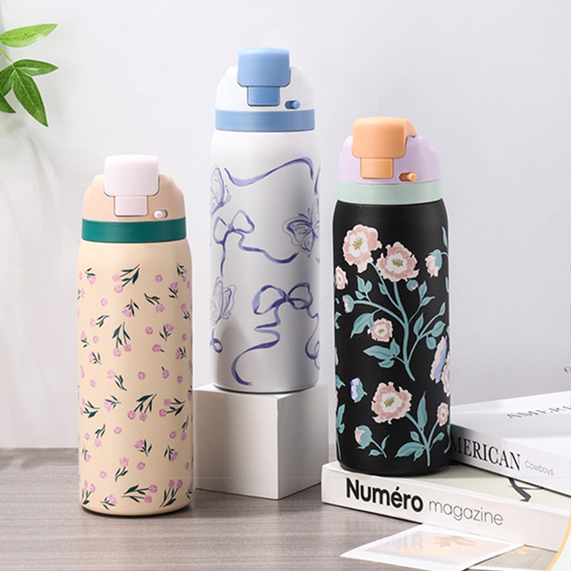 Fashionable Stainless Steel Insulated Bottle with Cartoon Patterns, Large-Capacity Jump Cup, Ideal for Outdoor Sports. - V.I.P Digital Presence