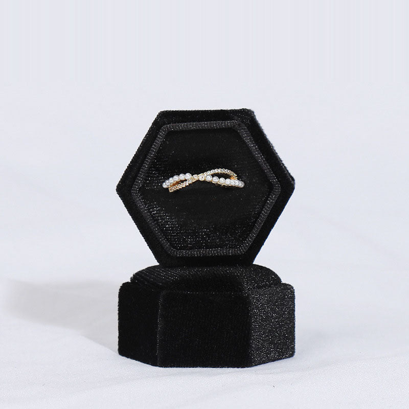 Hexagonal jewelry box, high-end Korean velvet ring earring box, jewelry box, jewelry packaging box - V.I.P Digital Presence