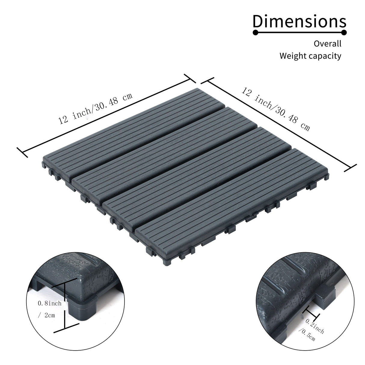 44 pieces of 12x12 square waterproof outdoor terrace tiles - interlocked, all-weather, anti slip, easy to assemble - V.I.P Digital Presence