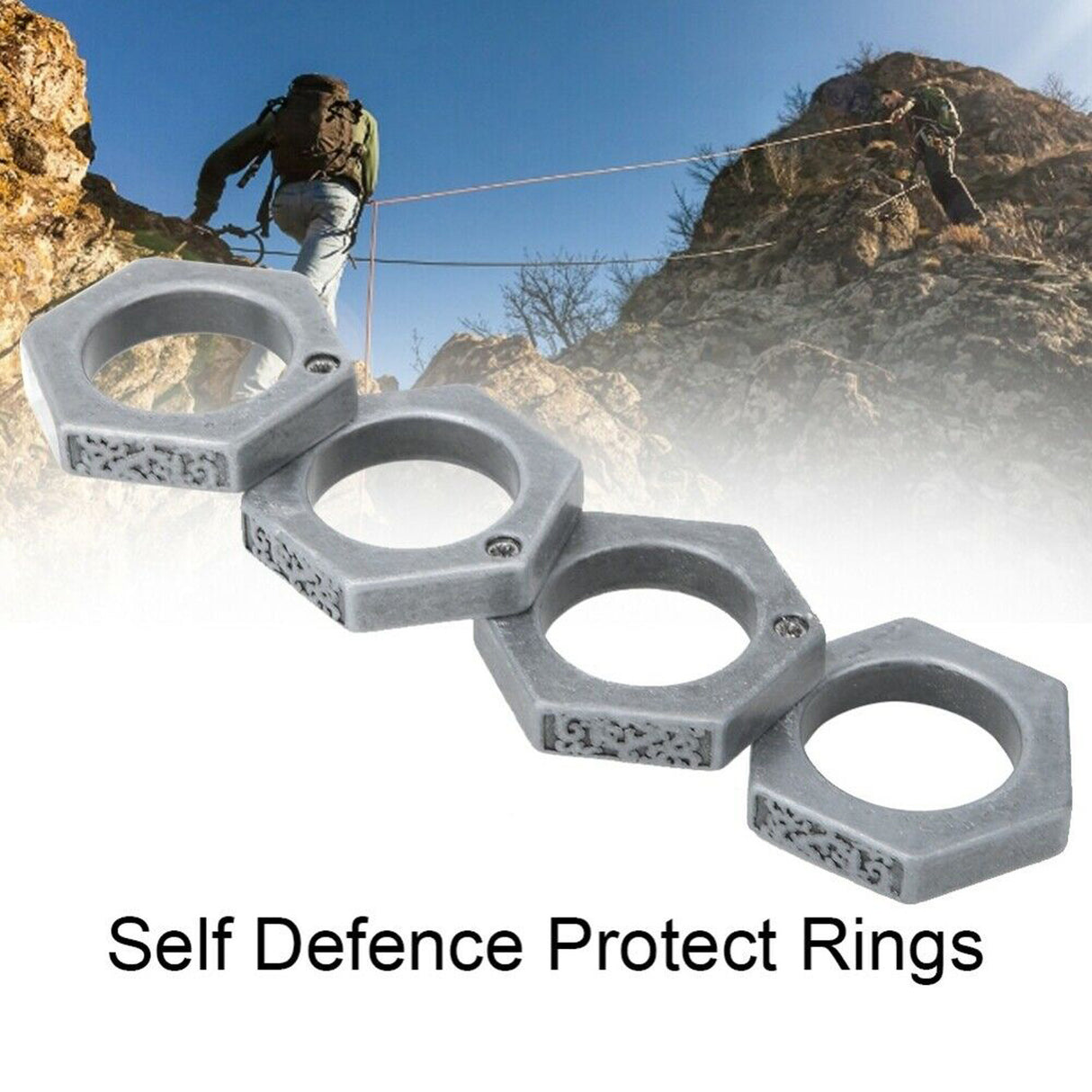 HARD SELF DEFENSE RING Men's Round Finger Hexagonal Ring Emergency Window Breaker Guard Ring - V.I.P Digital Presence