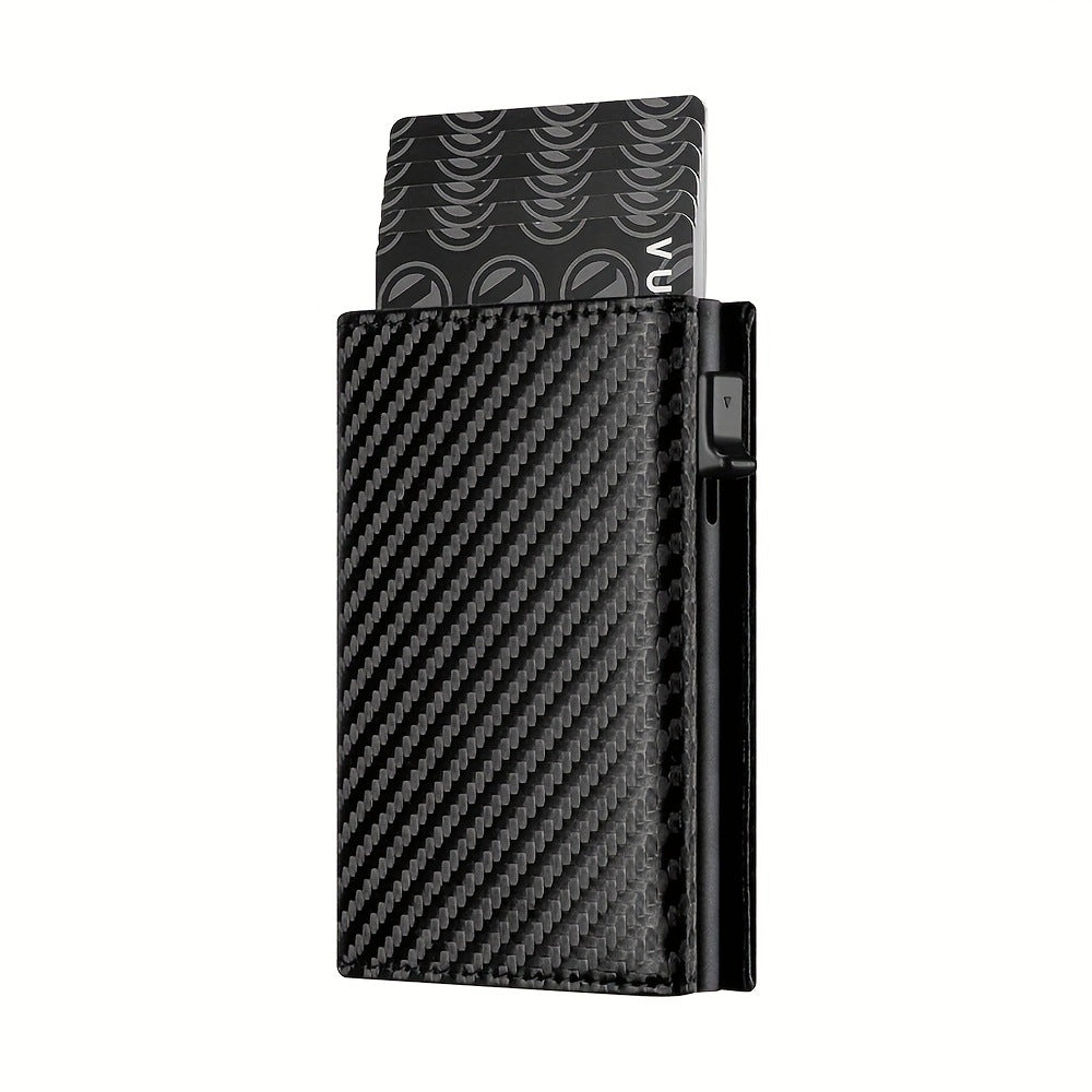 Men's Carbon Fiber Magnetic Card Clip PU Leather RFID Bank Card Bag Large Capacity Card Clip - V.I.P Digital Presence