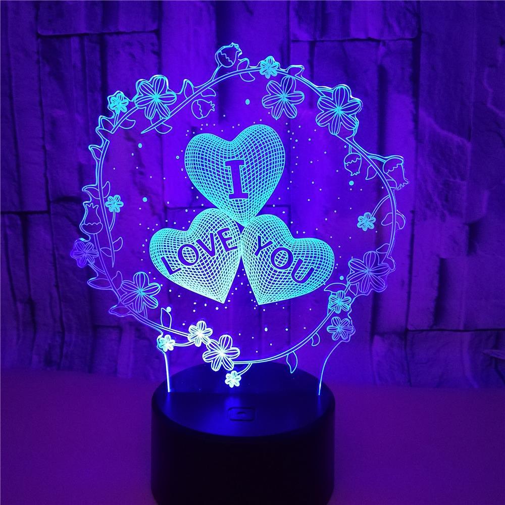 3D Lamp Pattern I LOVE YOU Valentine's Day Wedding Gift Colorful Touch Love 3D LED Lamp - V.I.P Digital Presence