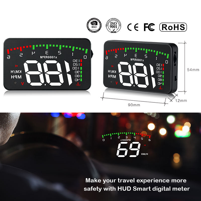 3.5 A900 HUD Head-Up Display Car-styling Hud Display Overspeed Warning Windshield Projector Alarm System Universal Auto - V.I.P Digital Presence