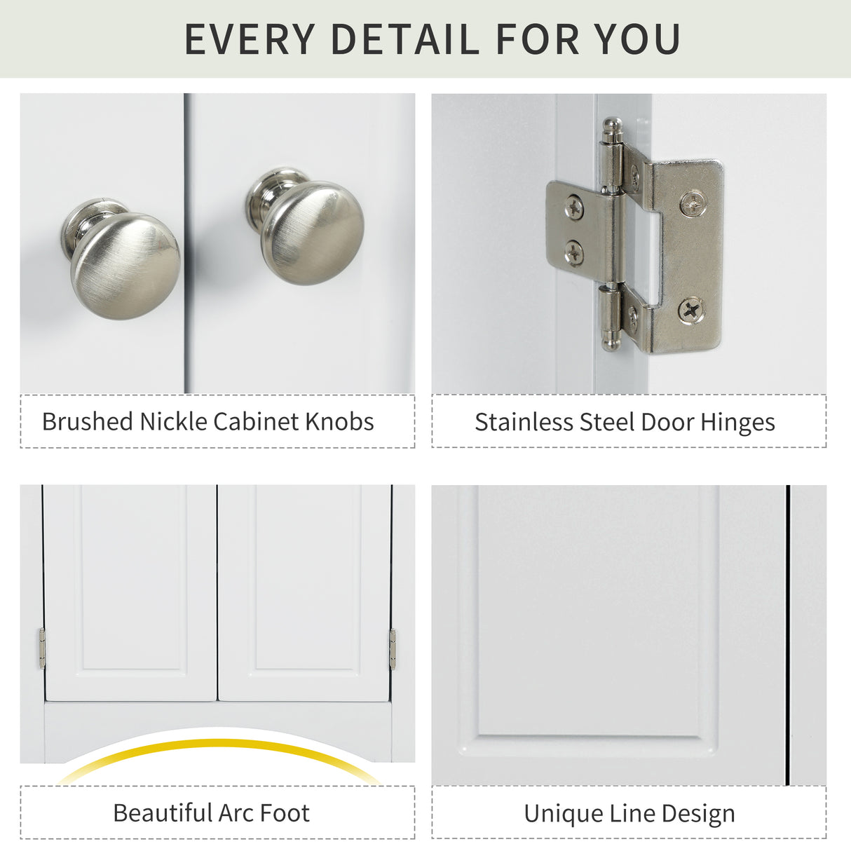 White Triangle Bathroom Storage Cabinet with Adjustable Shelves, Freestanding Floor Cabinet for Home Kitchen - V.I.P Digital Presence