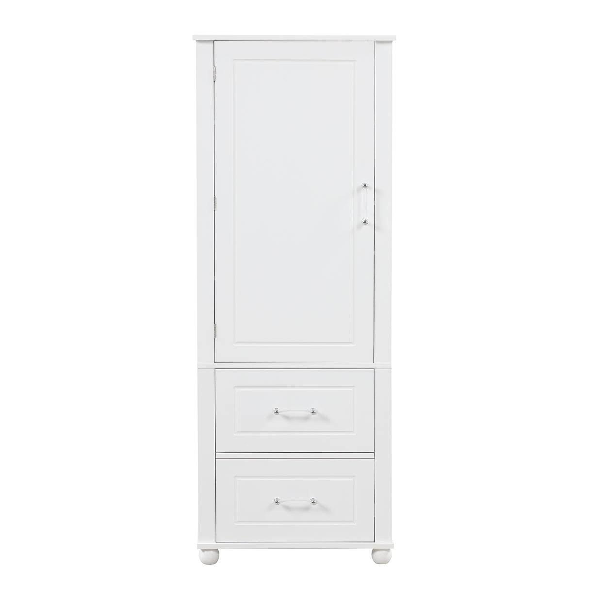 Tall bathroom storage cabinet with two drawers and adjustable shelves for independent storage - V.I.P Digital Presence