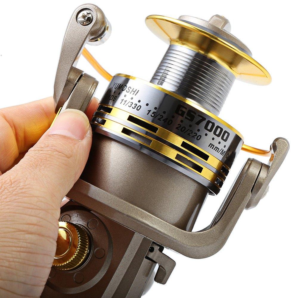 YUMOSHI 8 BB Fish ratio 5.1:1 1000-7000 Series Spinning Fishing Reel Crank Handle Carp Steering