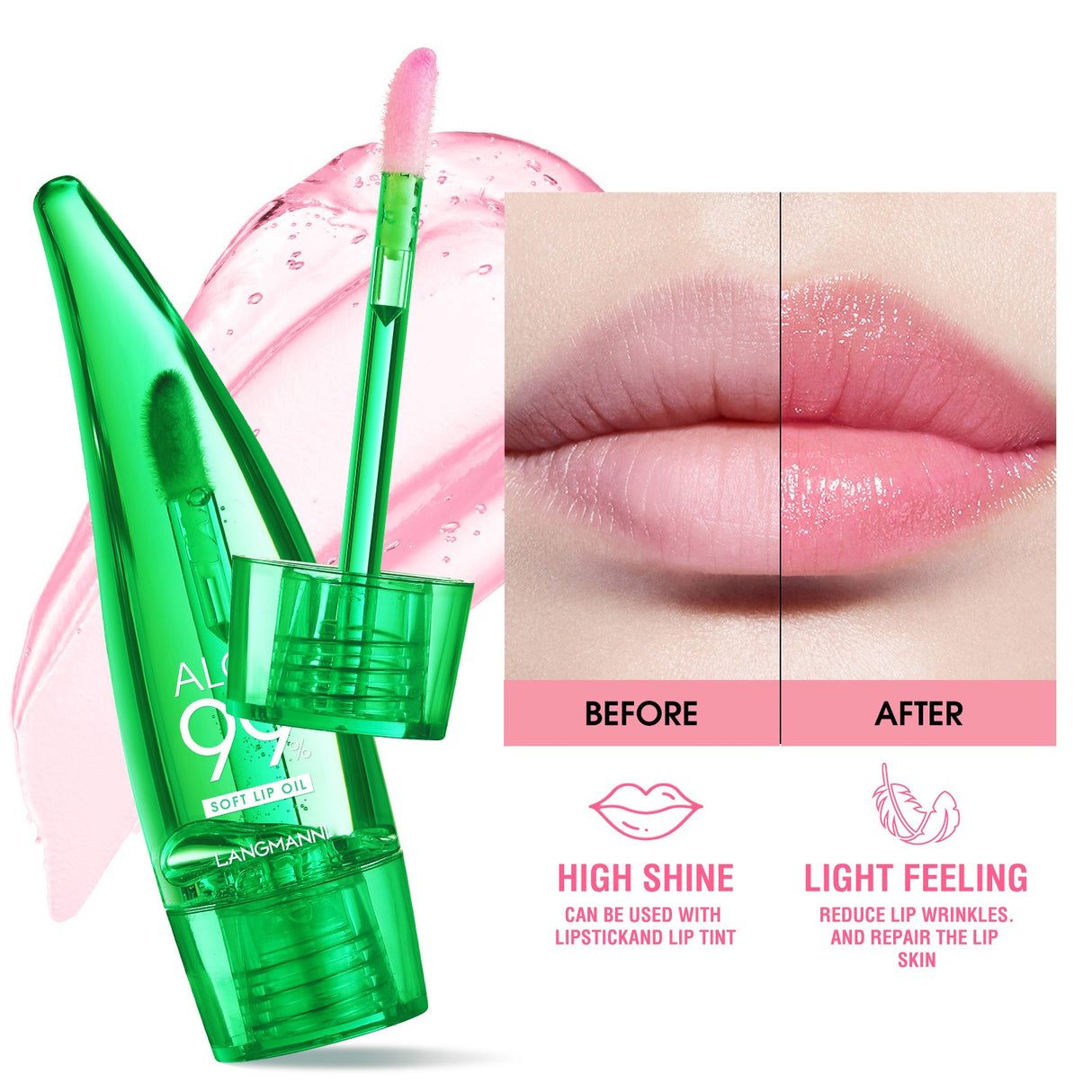 langmannni Aloe vera lip gloss, temperature-sensitive color-changing lip glaze, moisturizing and protective lipstick, lip oil - V.I.P Digital Presence