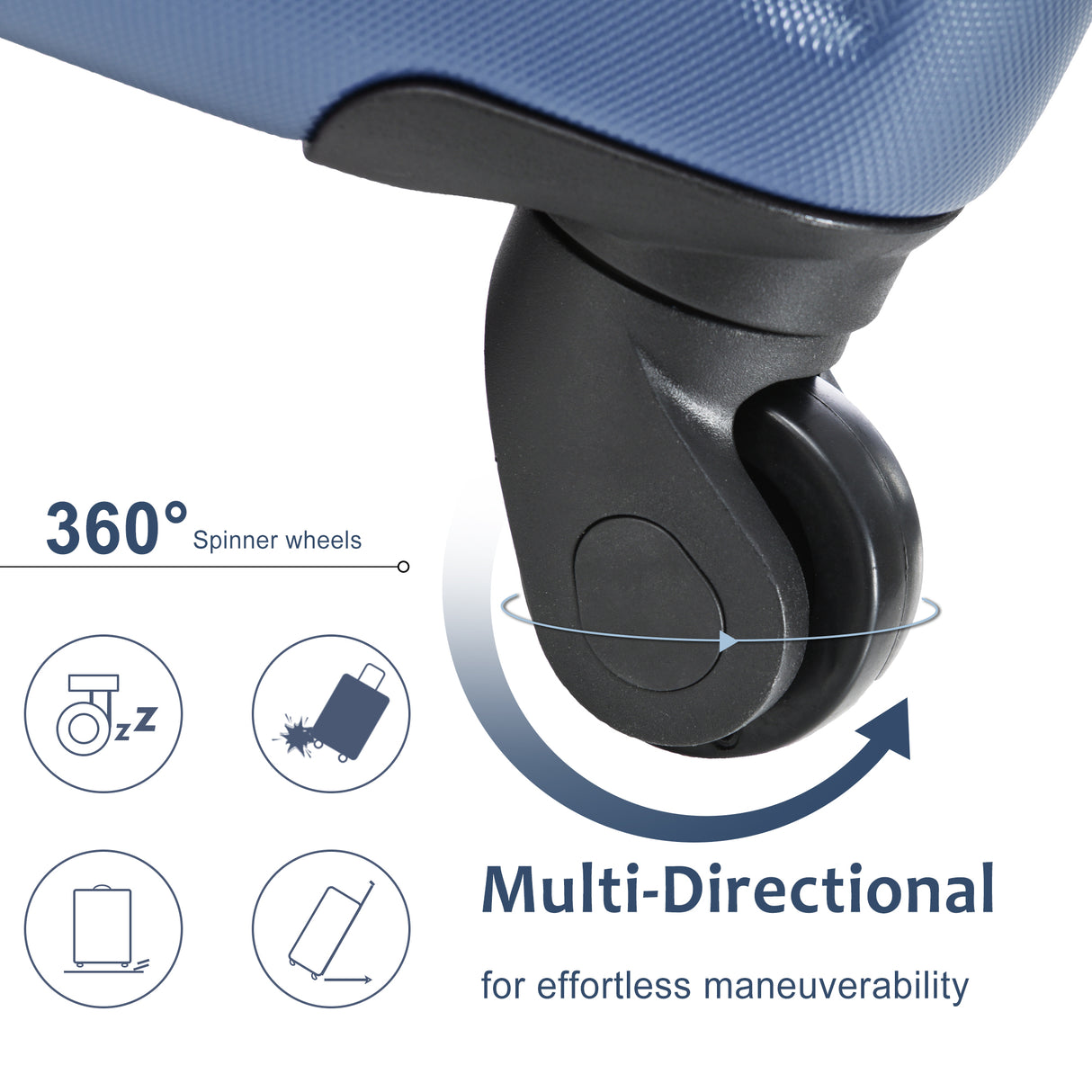 Hardshell Luggage Sets 3 Pcs Spinner Suitcase with TSA Lock Lightweight 20''24''28'' Blue + ABS