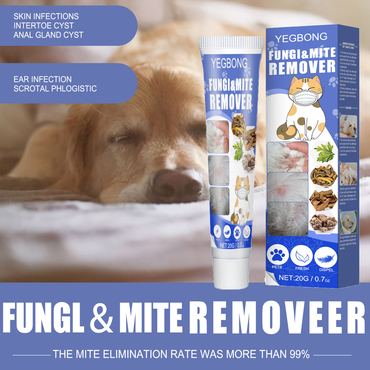 Pet Mite Relief Cream For Pet Dogs And Cats Skin Itching And Mite Removal Topical Care Cream - V.I.P Digital Presence