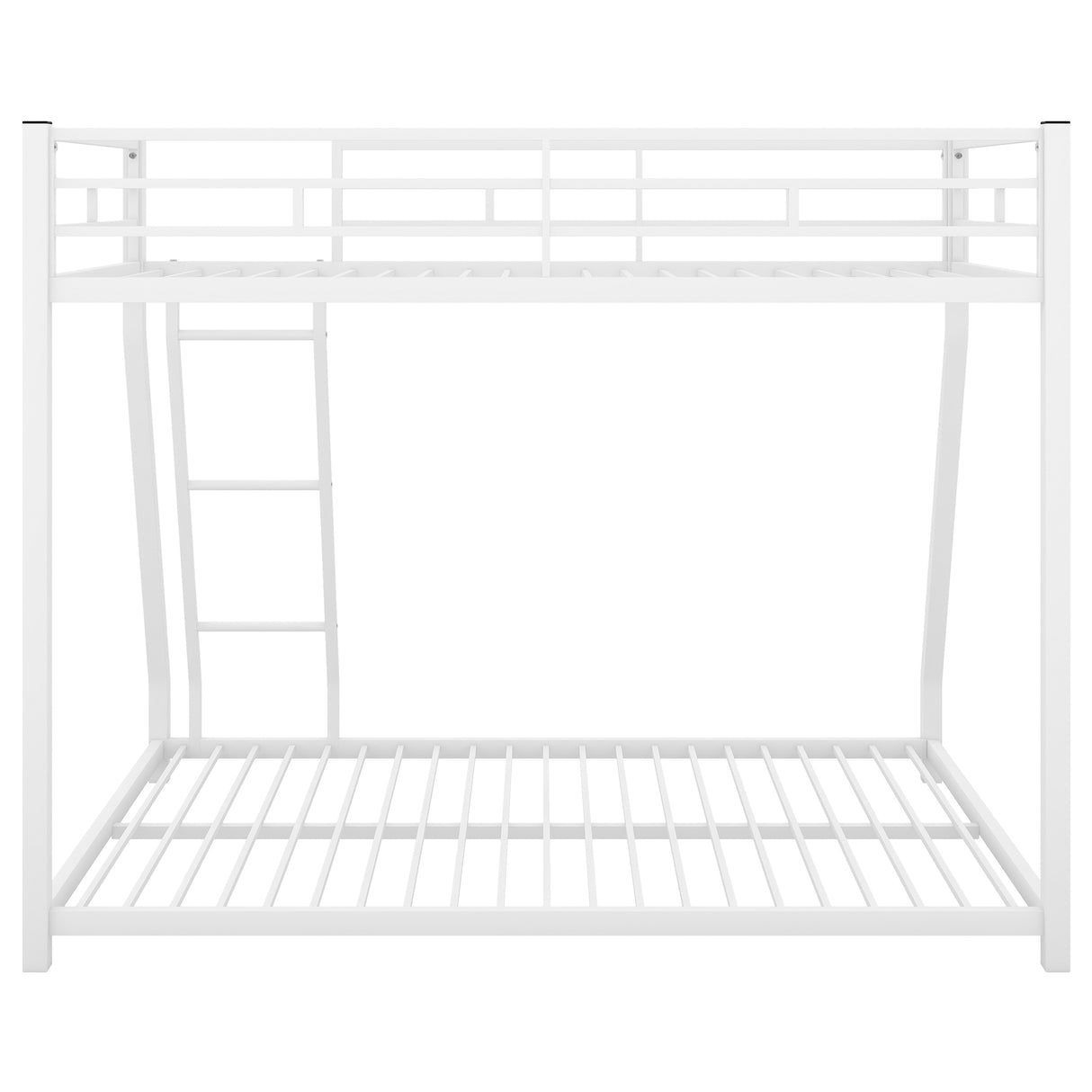Metal Floor Bunk Bed Twin over Full White